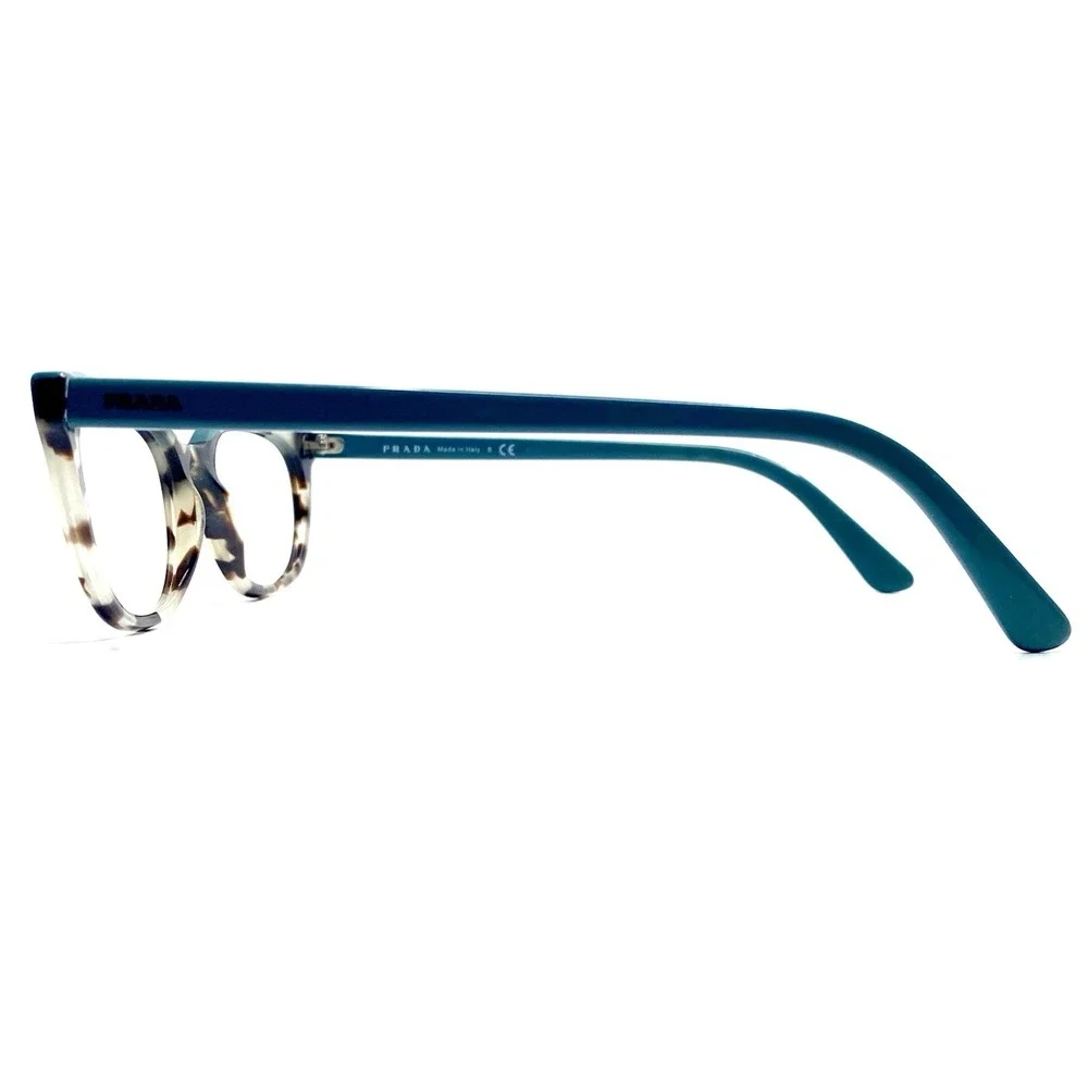 Prada Brown Clear Teal Blue Tortoise Rectangular Glasses Italy VPR13V 53 17 145